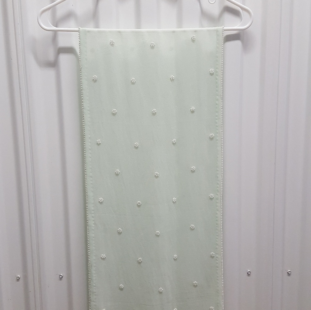 Soft Green Pearl Beaded Scarf